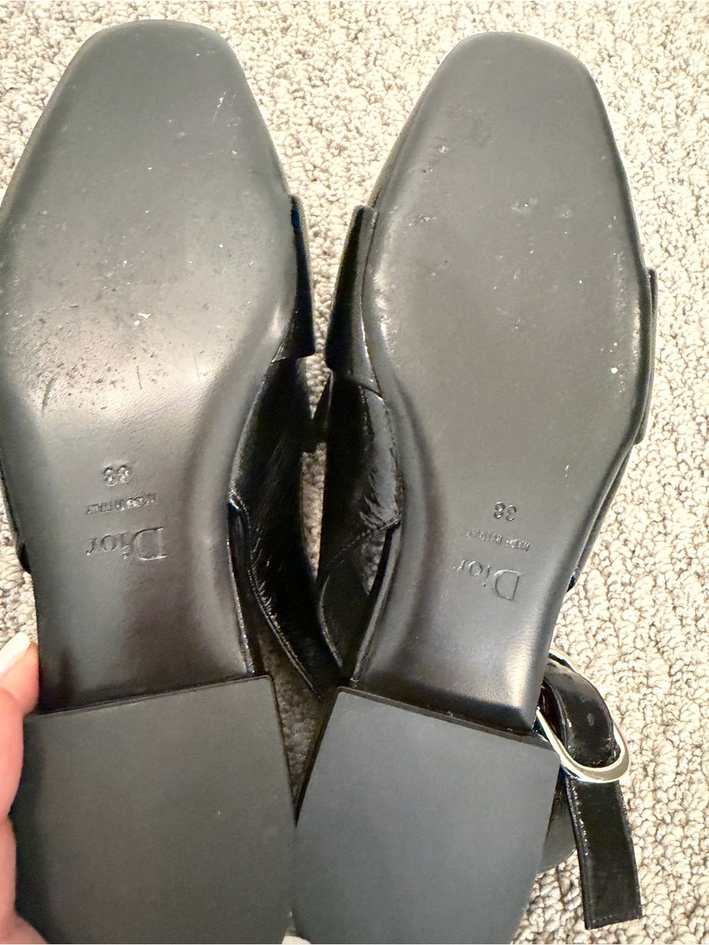 CHRISTIAN DIOR Black Patent Slingback Loafer with Silver Buckle, Size 38 - Picture 5 of 7
